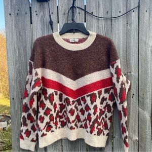Entro S Cheetah Print Red Tan‎ Sweater